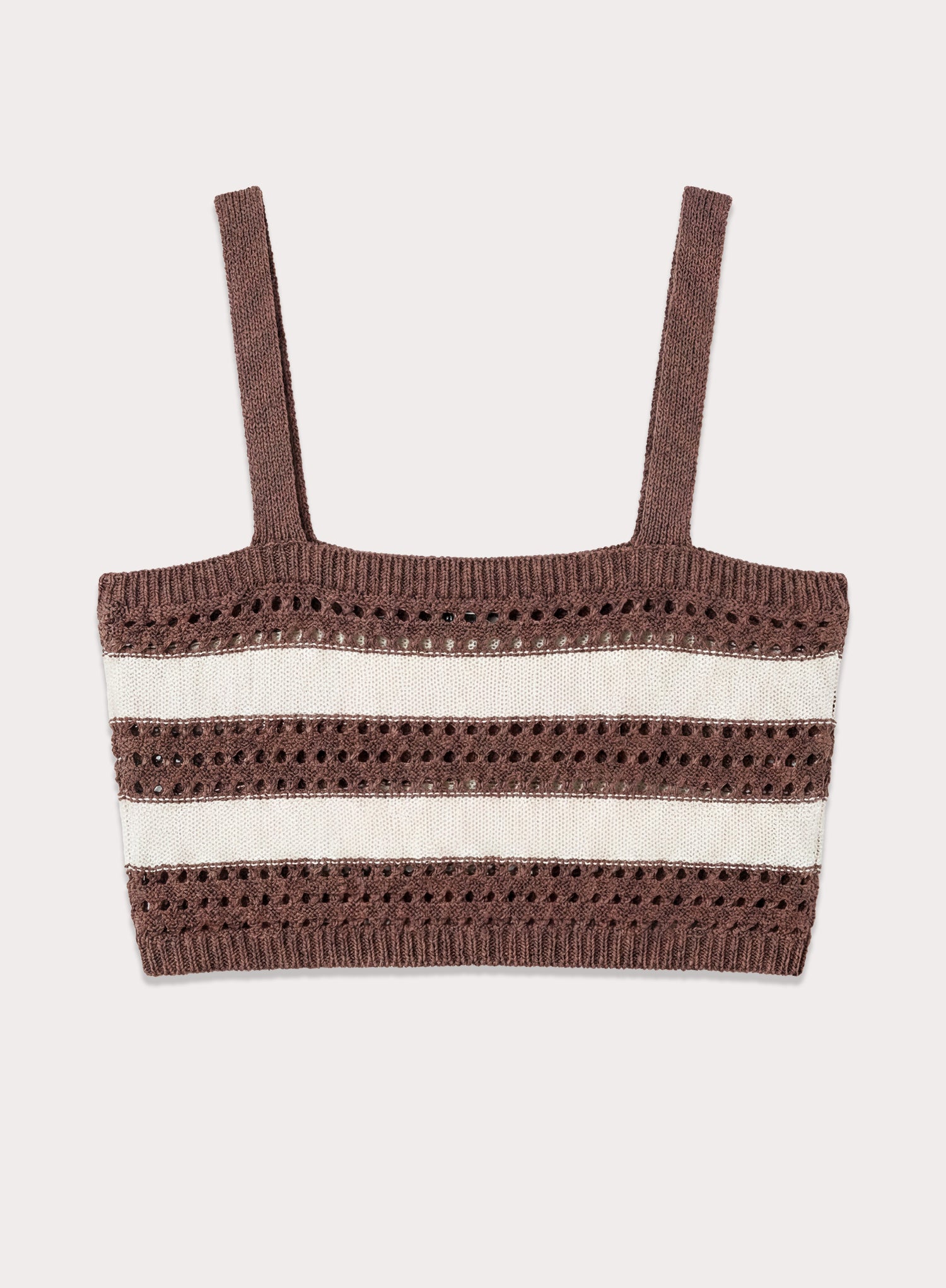 Chocolate Stripe Crochet Crop Top